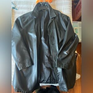 Halogen Black leather jacket oversized